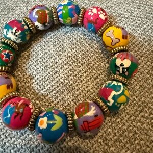 Colorful Braded Dog Charm Bracelet